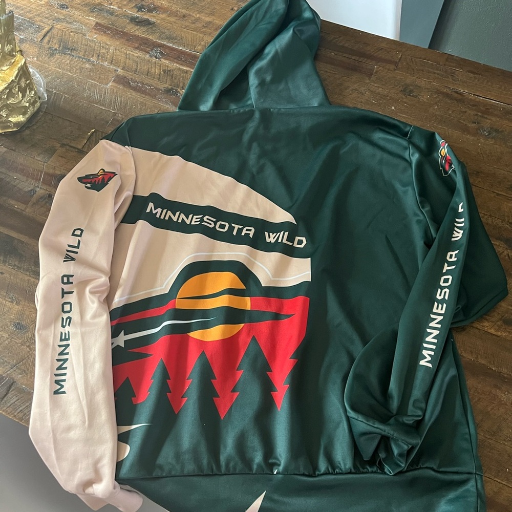 Minnesota Wild Hoodie in Green and Cream - Picture 4 of 4